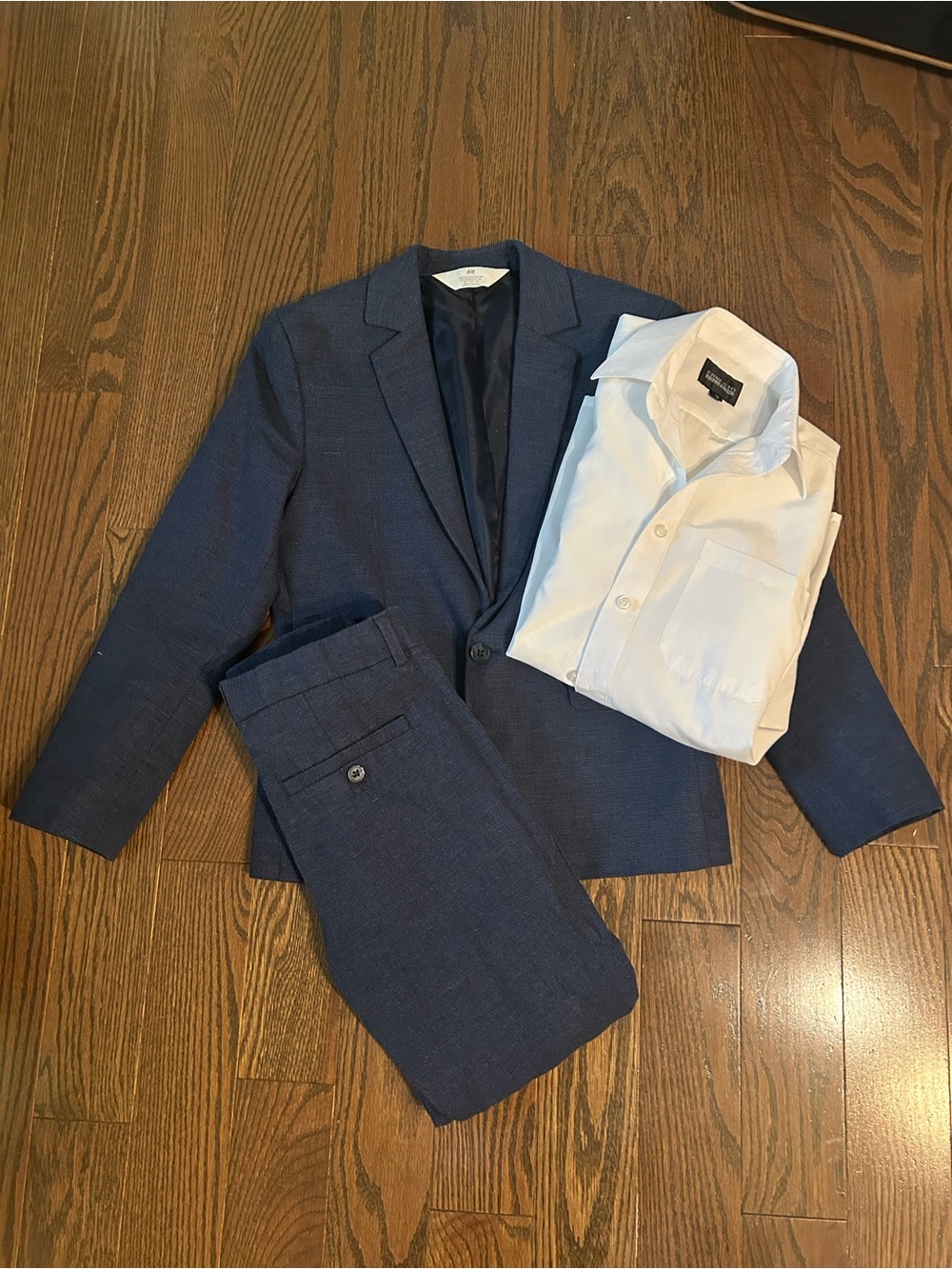 Kids Navy Blazer and Dress Pants Suit from H&M with White Shirt  size 9t-10t A